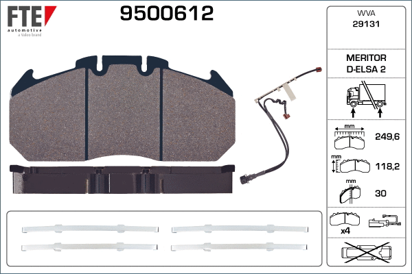 Kit de plaquettes de frein, frein à disque FTE 9500612