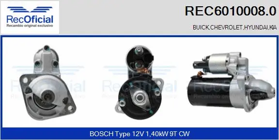 Démarreur RECOFICIAL REC6010008.0