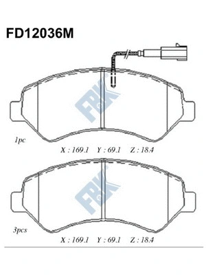 Kit de plaquettes de frein, frein à disque FBK FD12036M