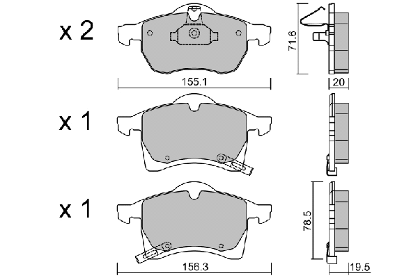 Kit de plaquettes de frein, frein à disque AISIN BPOP-1013