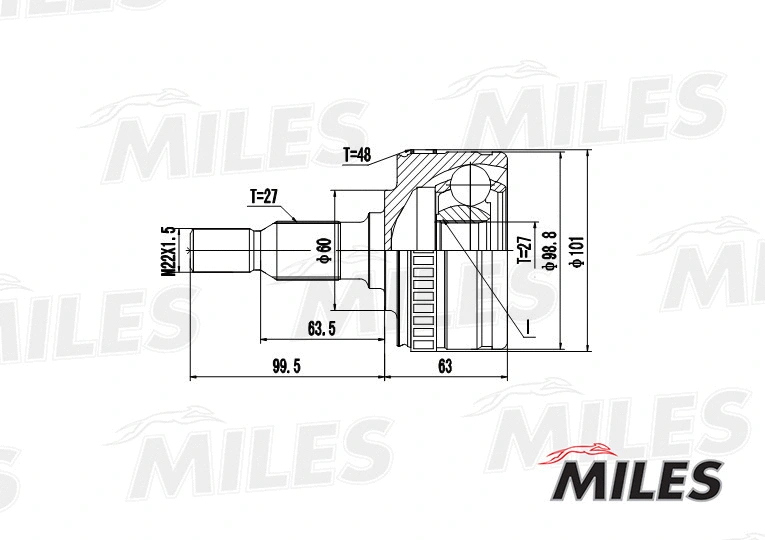 Jeu de joints, arbre de transmission MILES GA20244