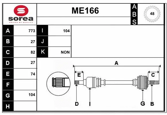 Arbre de transmission SERA ME166