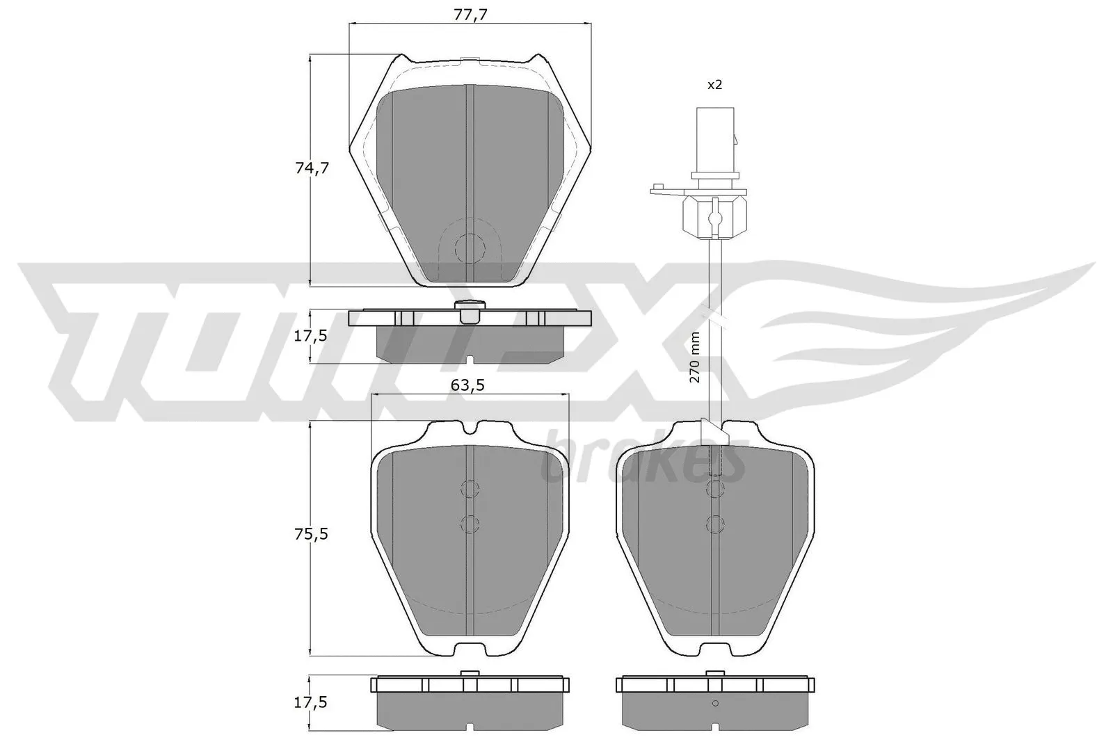 Kit de plaquettes de frein, frein à disque TOMEX Brakes TX 15-12