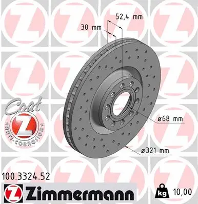 Disque de frein ZIMMERMANN 100.3324.52