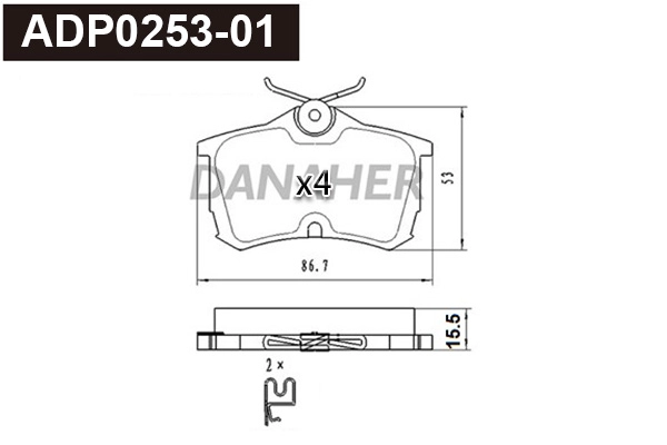 Kit de plaquettes de frein, frein à disque DANAHER ADP0253-01