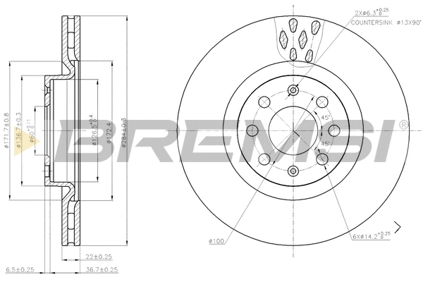 Disque de frein BREMSI CD7804S