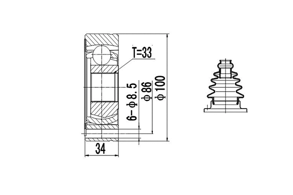 Jeu de joints, arbre de transmission DYNAMATRIX DCV603011