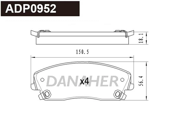 Kit de plaquettes de frein, frein à disque DANAHER ADP0952