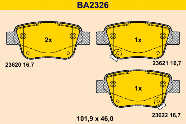 Kit de plaquettes de frein, frein à disque BARUM BA2326