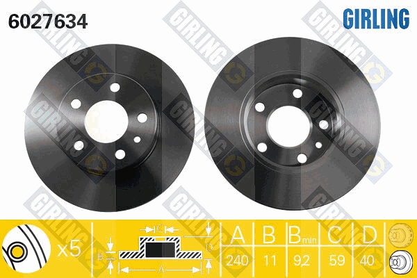 Disque de frein GIRLING 6027634