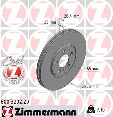 Disque de frein ZIMMERMANN 600.3202.20