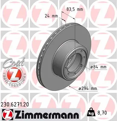 Disque de frein ZIMMERMANN 230.6271.20