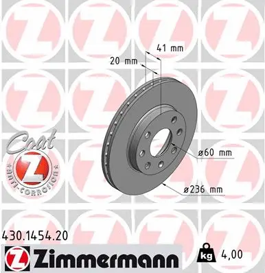 Disque de frein ZIMMERMANN 430.1454.20