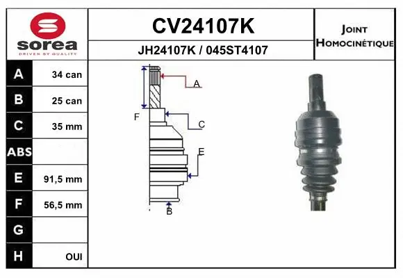 Jeu de joints, arbre de transmission EAI CV24107K
