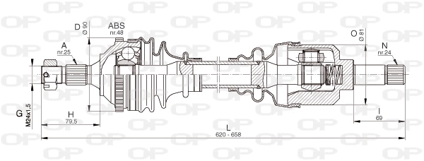 Arbre de transmission OPEN PARTS DRS6329.00