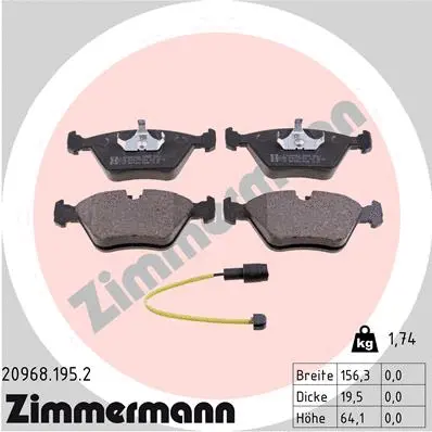 Kit de plaquettes de frein, frein à disque ZIMMERMANN 20968.195.2