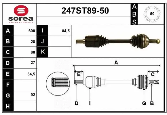 Arbre de transmission STARTCAR 247ST89-50