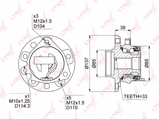 Kit de roulements de roue LYNXAUTO WH-1135