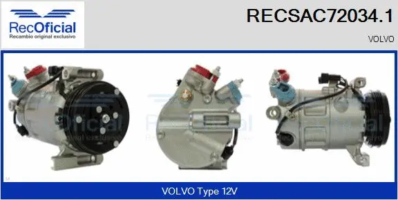 Compresseur, climatisation RECOFICIAL RECSAC72034.1