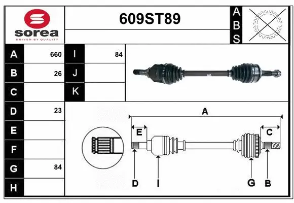 Arbre de transmission STARTCAR 609ST89