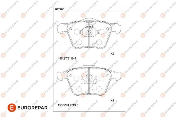 Kit de plaquettes de frein, frein à disque EUROREPAR 1681258580