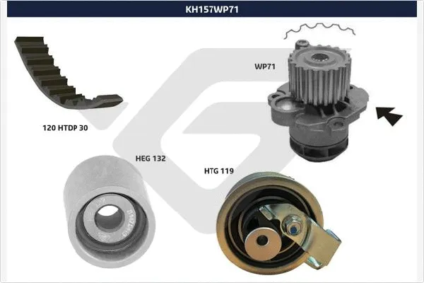 Pompe à eau + kit de courroie crantée HUTCHINSON KH 157WP71