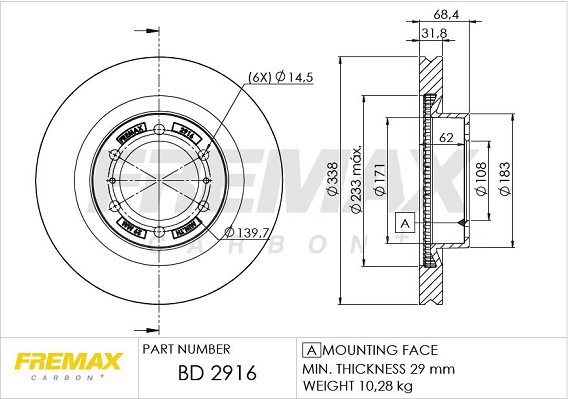 Disque de frein FREMAX BD-2916