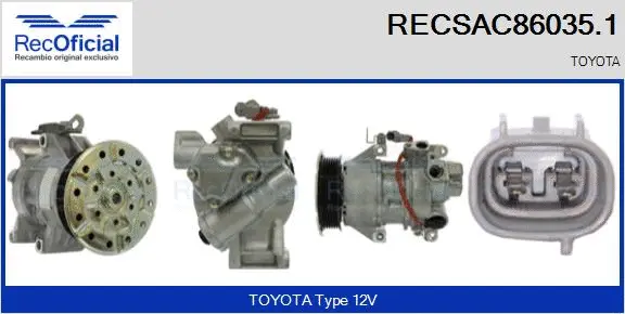 Compresseur, climatisation RECOFICIAL RECSAC86035.1