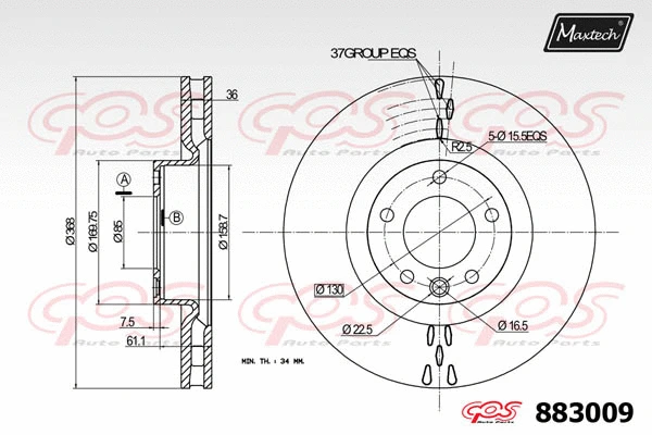 Disque de frein MAXTECH 883009