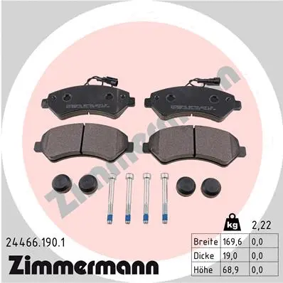 Kit de plaquettes de frein, frein à disque ZIMMERMANN 24466.190.1