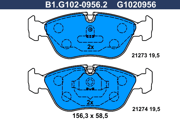 Kit de plaquettes de frein, frein à disque GALFER B1.G102-0956.2