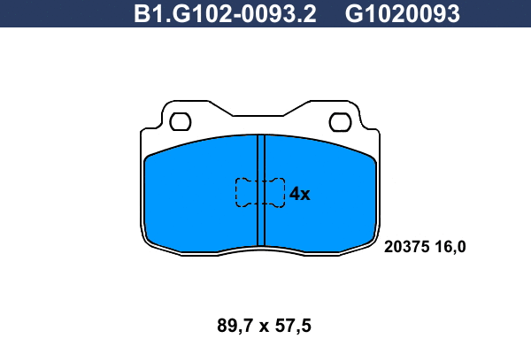 Kit de plaquettes de frein, frein à disque GALFER B1.G102-0093.2