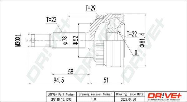 Jeu de joints, arbre de transmission Dr!ve+ DP2110.10.1390
