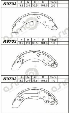 Jeu de mâchoires de frein ASIMCO K9703