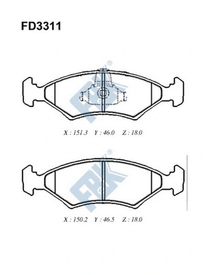 Kit de plaquettes de frein, frein à disque FBK FD3311