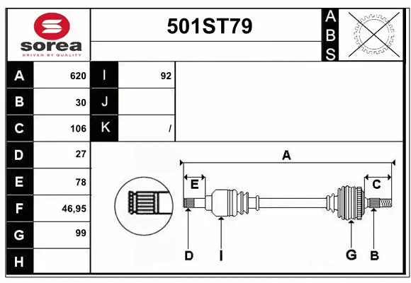 Arbre de transmission STARTCAR 501ST79