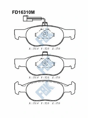 Kit de plaquettes de frein, frein à disque FBK FD16310M