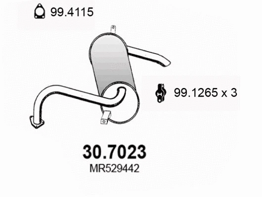 Silencieux arrière ASSO 30.7023