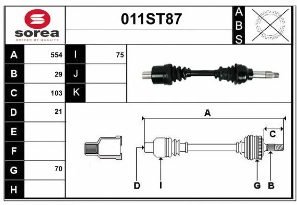 Arbre de transmission STARTCAR 011ST87