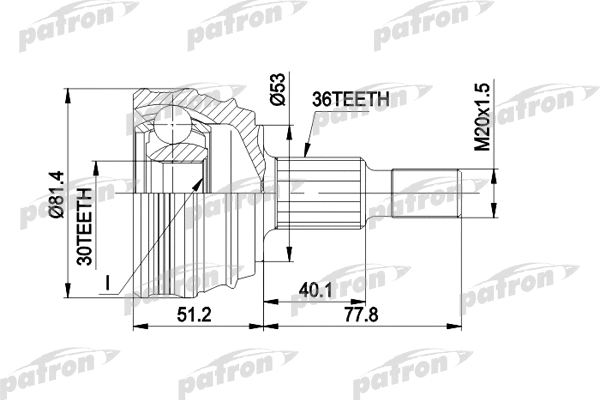 Jeu de joints, arbre de transmission PATRON PCV1241