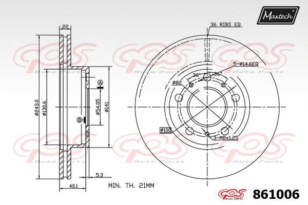 Disque de frein MAXTECH 861006