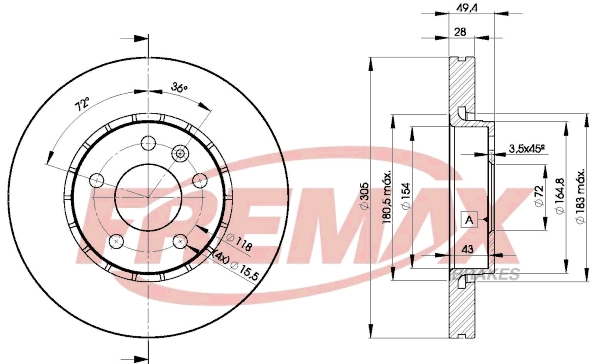 Disque de frein FREMAX BD-6845