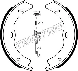 Jeu de mâchoires de frein, frein de stationnement TRUSTING 052.138K