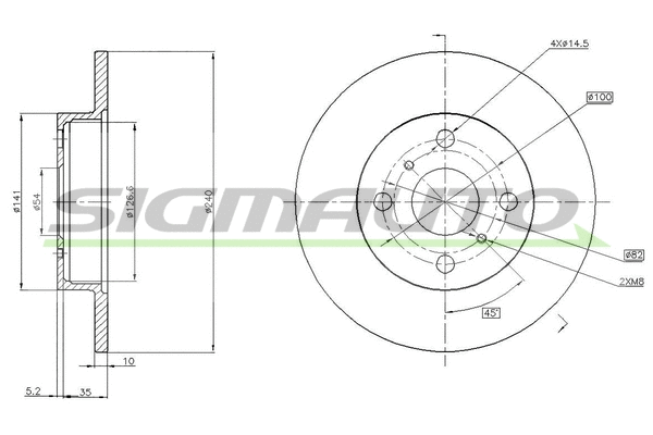 Disque de frein SIGMAUTO DBA670S