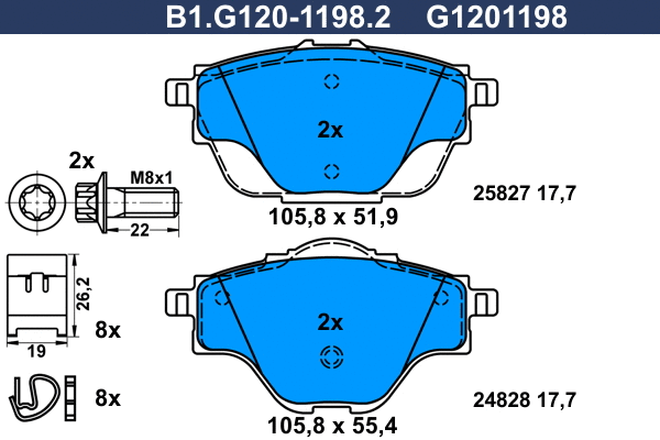 Kit de plaquettes de frein, frein à disque GALFER B1.G120-1198.2