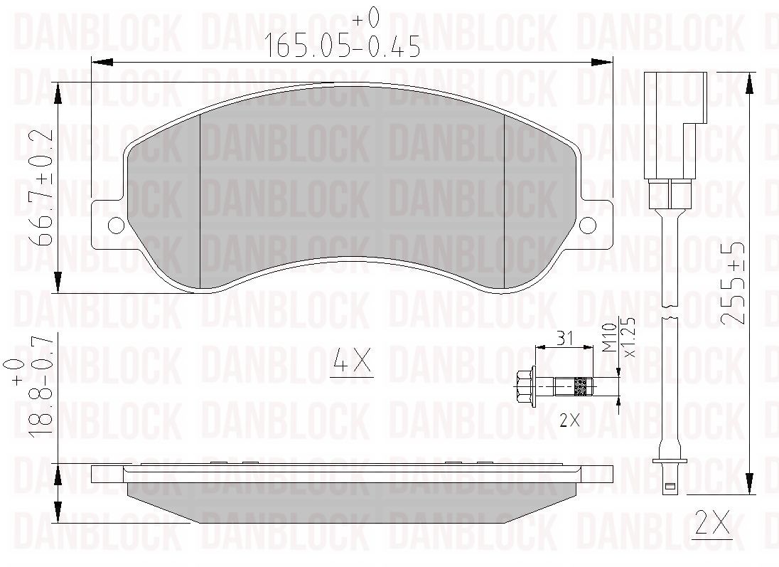 Kit de plaquettes de frein, frein à disque DANBLOCK DB 510616