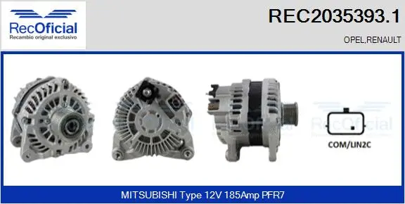 Alternateur RECOFICIAL REC2035393.1