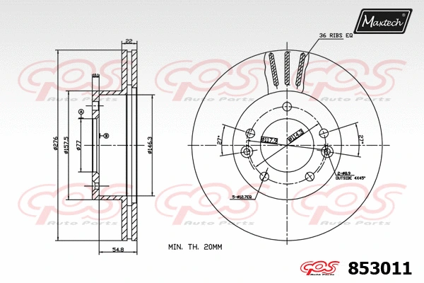 Disque de frein MAXTECH 853011