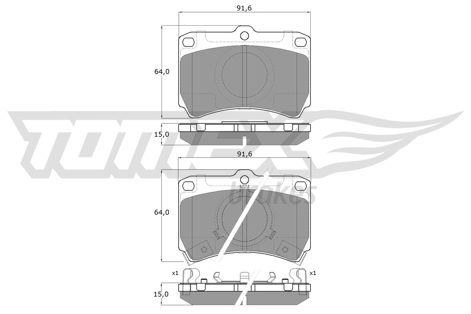 Kit de plaquettes de frein, frein à disque TOMEX Brakes TX 11-77