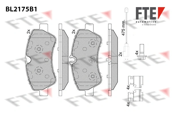 Kit de plaquettes de frein, frein à disque FTE 9011087